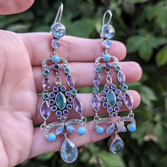 Nicky Butler Jewelry - Nicky Butler vintage sterling silver gemstone earrings blue green purple yellow